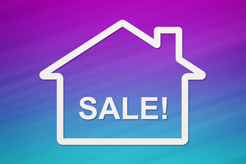 Paper house with SALE text inside. Abstract conceptual image