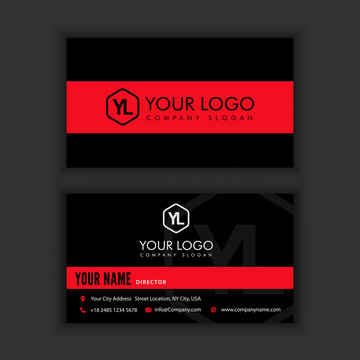 Modern Creative and Clean Business Card Template with red blac kcolor