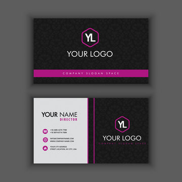 Modern Creative and Clean Business Card Template with purple dark color