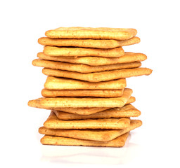 Close up the healthy  whole wheat cracker on white background