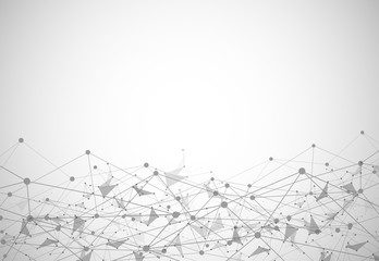 Abstract Polygonal Space Background with Connecting Dots and Lines