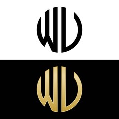 wu initial logo circle shape vector black and gold