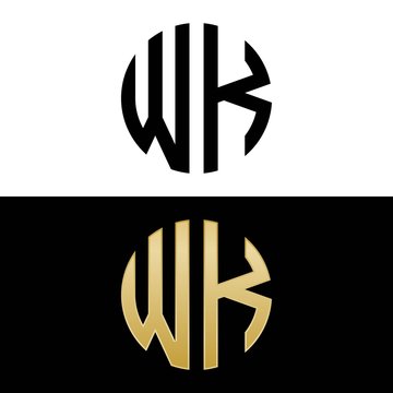 wk initial logo circle shape vector black and gold