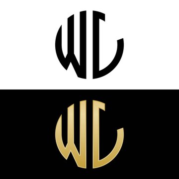 wl initial logo circle shape vector black and gold