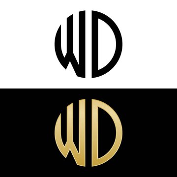 wo initial logo circle shape vector black and gold