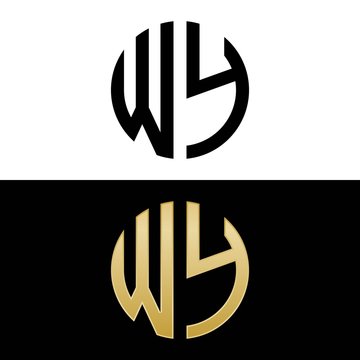 wy initial logo circle shape vector black and gold