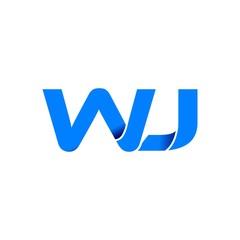 wj logo initial logo vector modern blue fold style