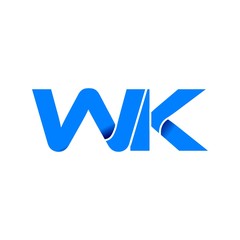 wk logo initial logo vector modern blue fold style