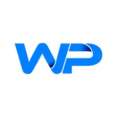wp logo initial logo vector modern blue fold style