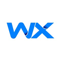 wx logo initial logo vector modern blue fold style