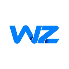 wz logo initial logo vector modern blue fold style