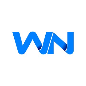 wn logo initial logo vector modern blue fold style