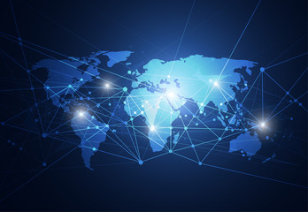 Global network connection. World map point and line composition concept of global business. Vector Illustration