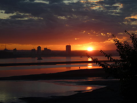Sunset on Amur river