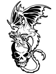 スカルとドラゴンのイラスト,