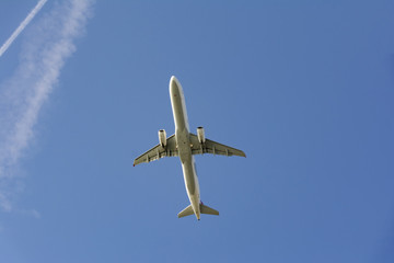 passenger airplane on sky composition photography