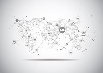Global network connection. World map point and line composition concept of global business. Vector Illustration