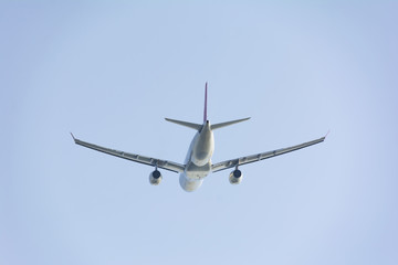 passenger airplane on sky composition photography