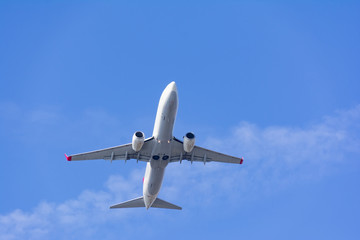 passenger airplane on sky composition photography
