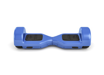 3d rendering of a single blue self-balancing gyroscooter on white background.