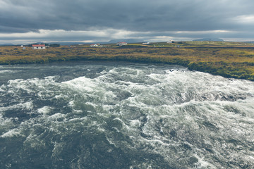 Summer Iceland Landscape with Raging River