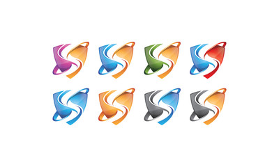 Safe Shield Logo - Colorful Letter S and Shield Logo Template with Multiple Colors Variations