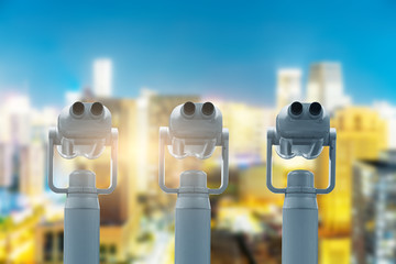 Binocular against observation deck view.