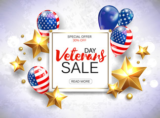 Veterans day sale banner template design. Vector