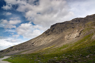 The tops of the Mountains, Khibiny  and cloudy sky. Kola Peninsula, Russia.
