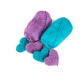 Clews of wool threads for knitting isolated