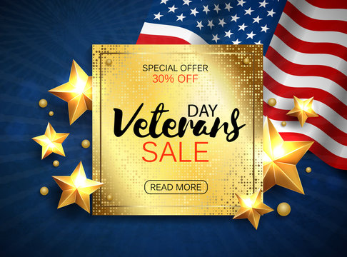 Veterans day sale banner template design. Vector