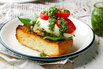 open face chicken mozzarella melts burgers