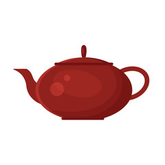 Vector flat teapot icon logo isolated on white background. Tea symbol, design element for restaurant menu, recipe, kitchen - stock illustration