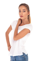 Fototapeta premium sexy blonde casual woman posing