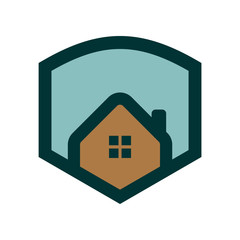 Simple House Logo Shield Badge