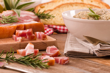Canederli pasta with bacon.