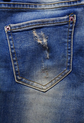 jeans, pocket jeans with fading , the texture of vintage denim fabric, denim jeans