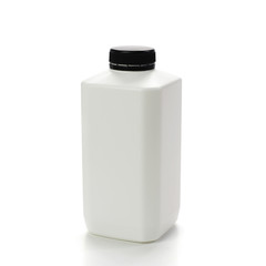 White bottle with black cap isolated on white background