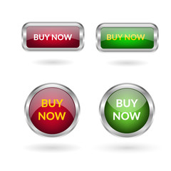 green and red buy now button on white vector design eps 10