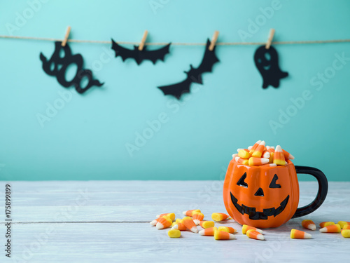 Halloween celebration concept with candy corn