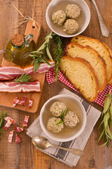 Canederli pasta with bacon.