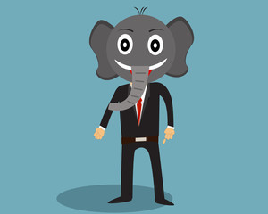 Cartoon business man new concept elephant face vector.