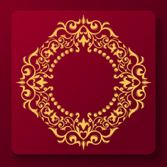 Gold decorative floral frame and monogram initials. Vector heraldic templates. An elegant business sign for a hotel, restaurant, cafe, jewelry, invitations, brochures.