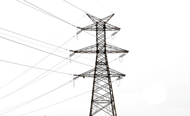 Power Line on White Background