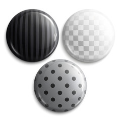 Set of badges or buttons with different patterns. Vector.