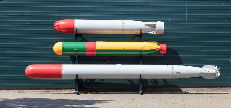 Torpedo of a Dutch submarine at open air museum in Den Helder, the Netherlands