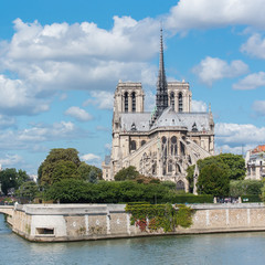      Paris, Notre-Dame cathedral in the ile de la Cite, beautiful panorama
