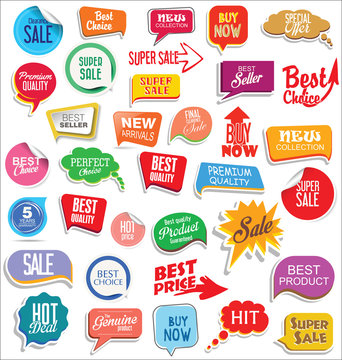 Promo sale stickers and tags collection modern design 