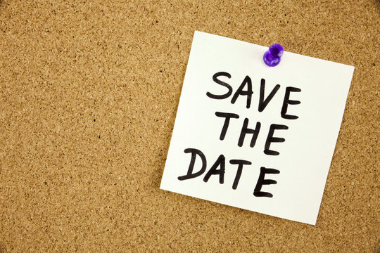 Save the date on cork board background Concept