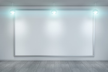 White blanks canvas on a wall 3D rendering